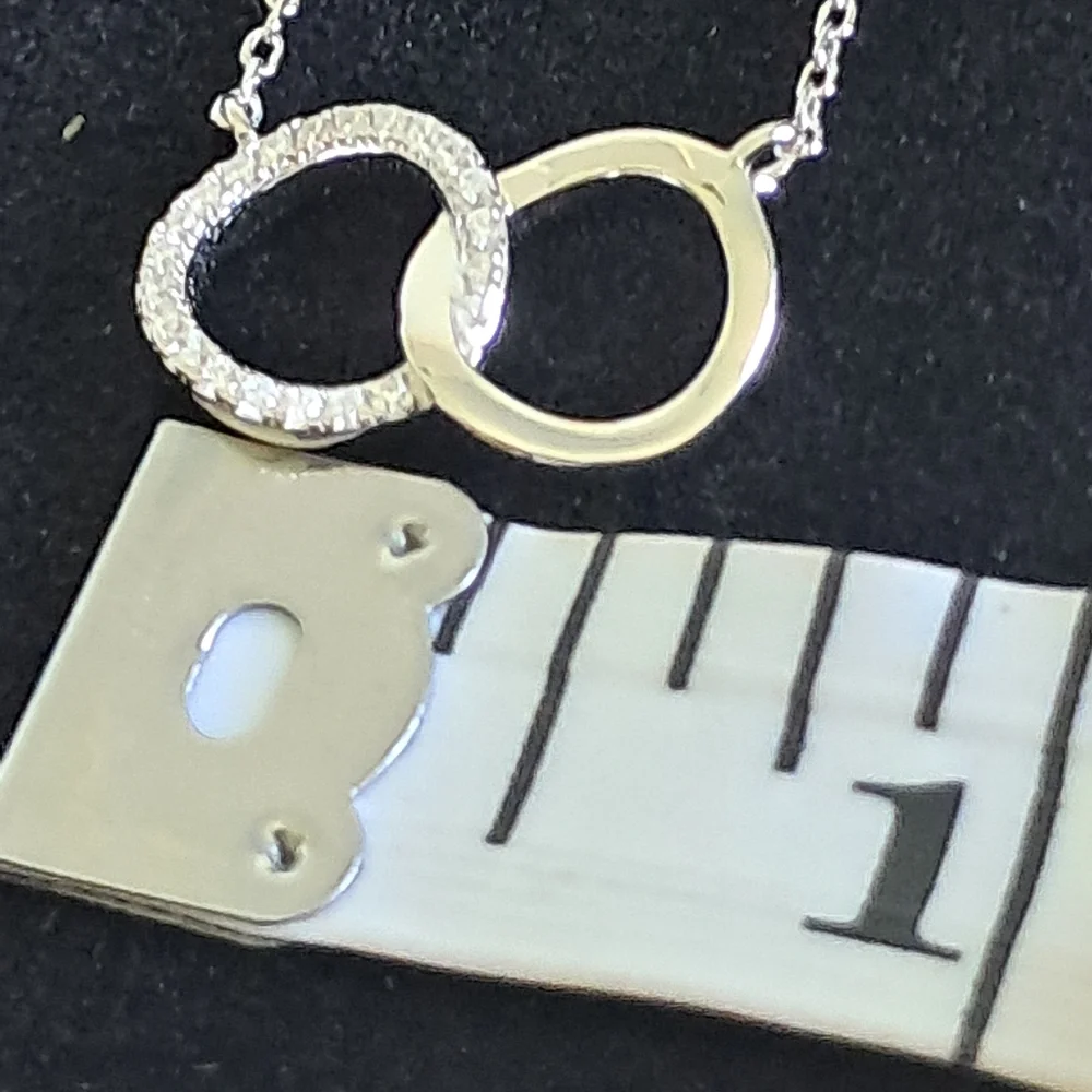 Sterling Silver Double Halo/Circle‎ Cubic Zirconia Necklace